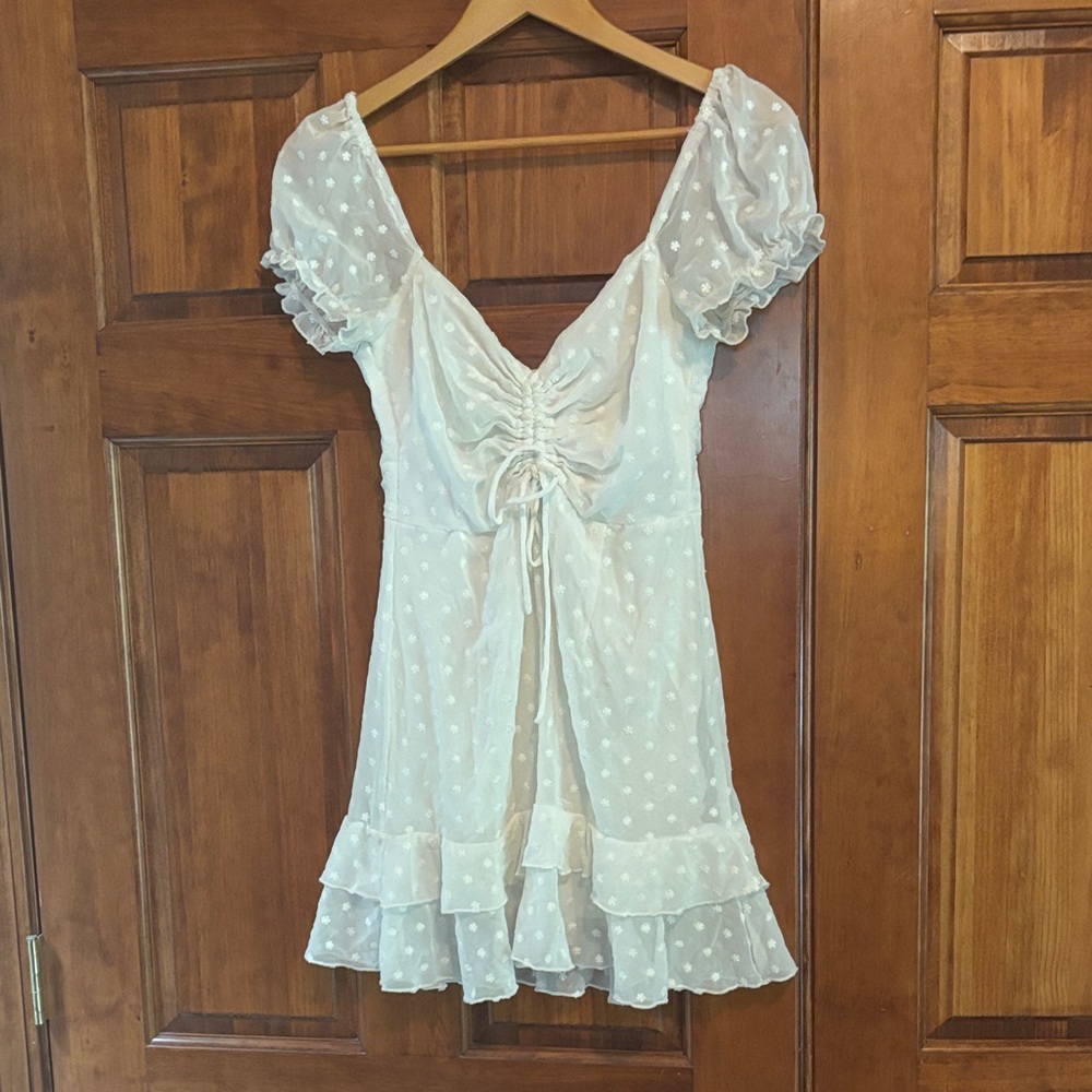 Princess Polly White Polka Dot Mini Dress